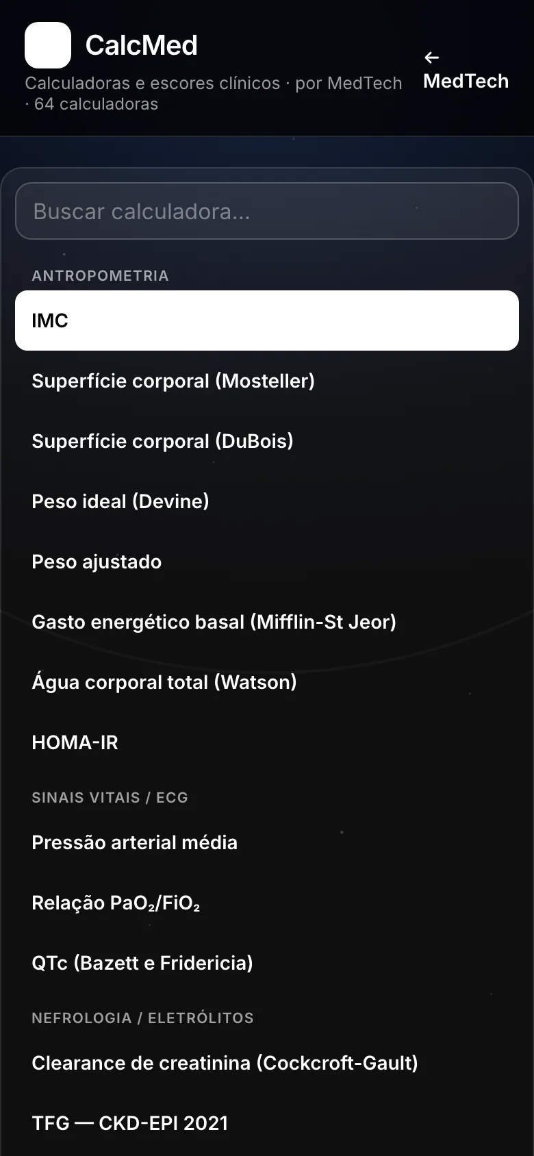 CalcMed no celular