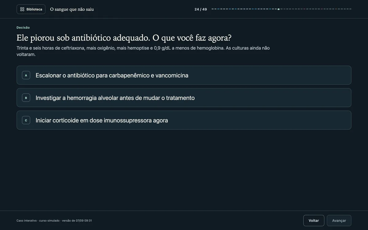 Slide de decisão com três condutas possíveis