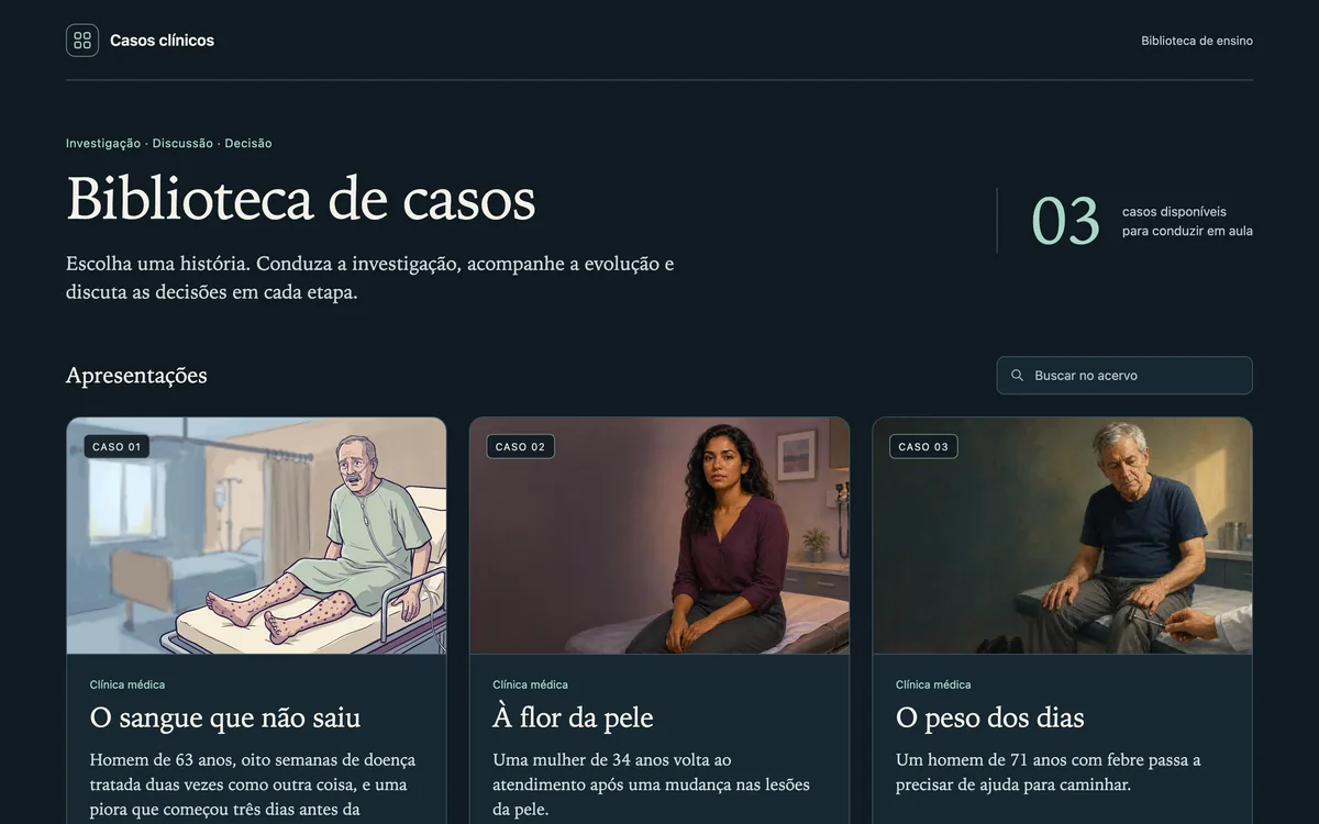 Biblioteca de casos clínicos interativos