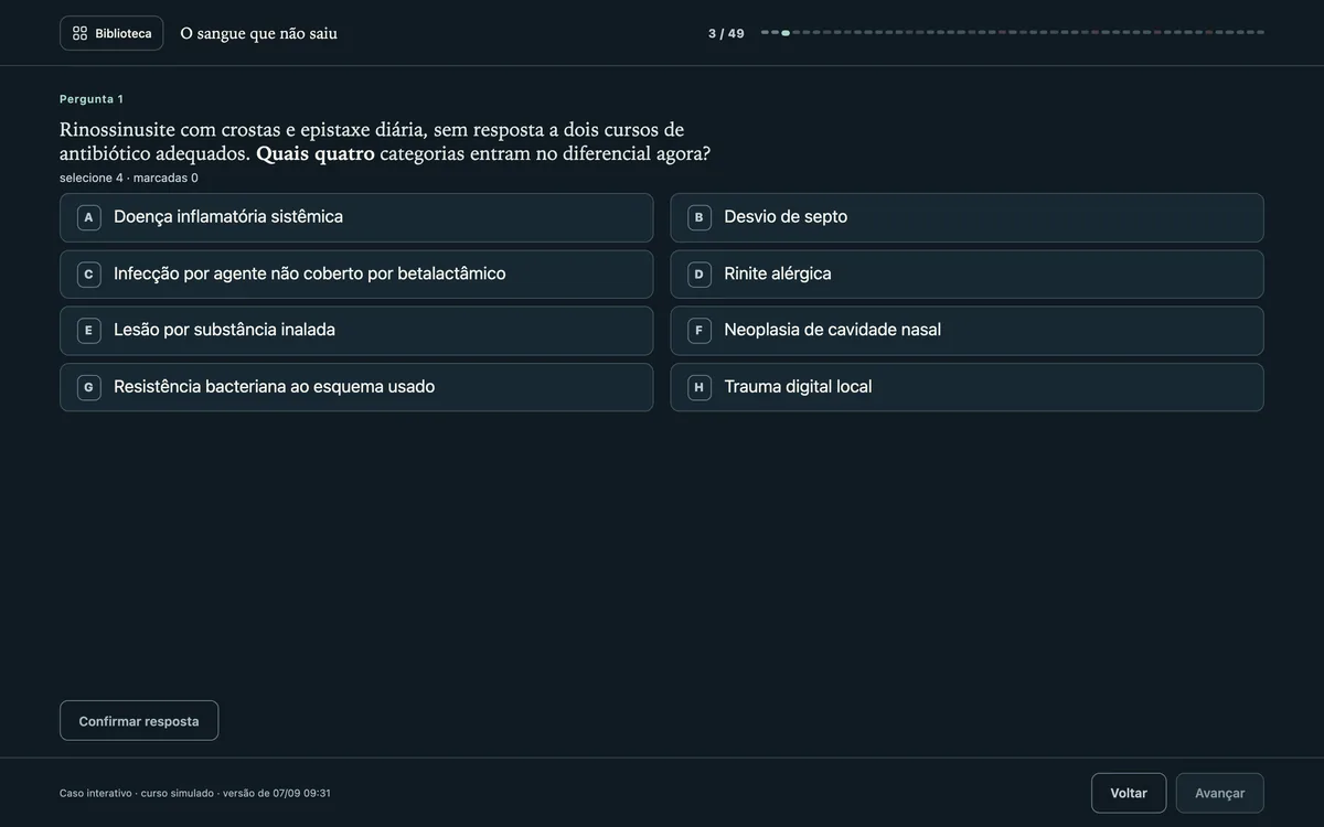 Slide de pergunta ao grupo com oito alternativas