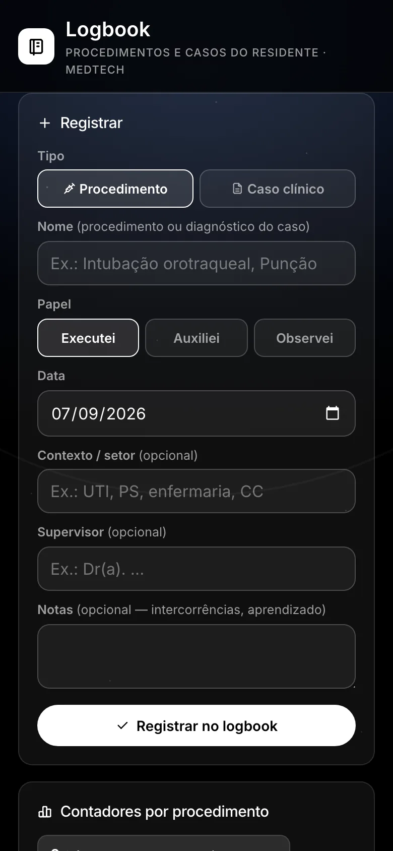 Logbook no celular
