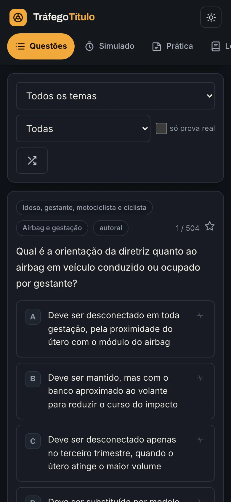 TráfegoTítulo no celular